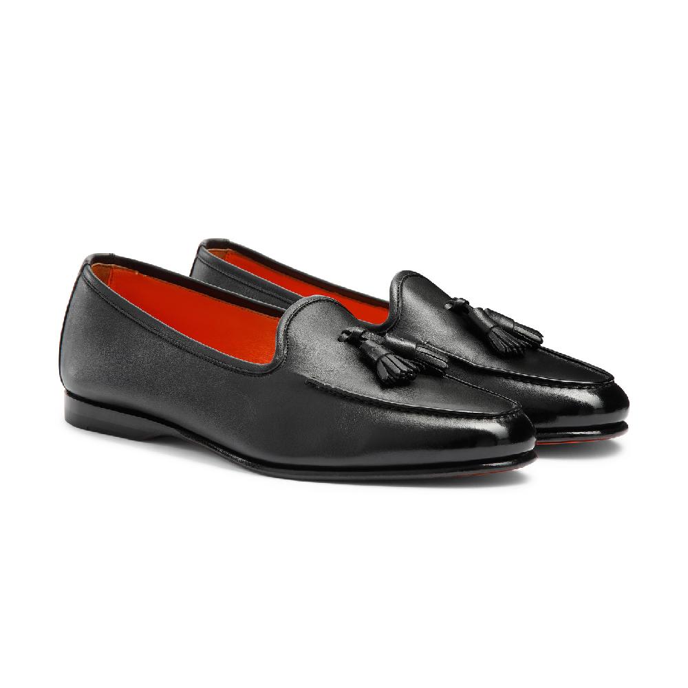 Santoni Mocassino Andrea con nappe da uomo in pelle nera Online
