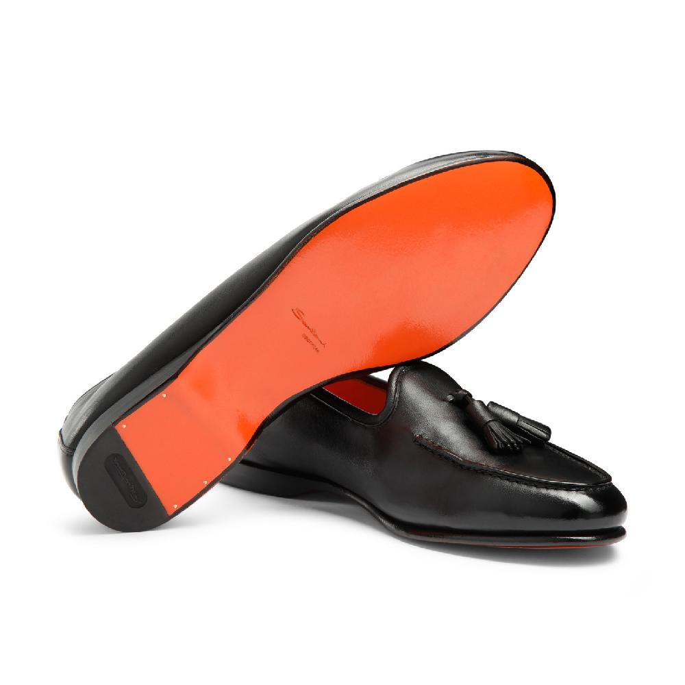 Santoni Mocassino Andrea con nappe da uomo in pelle nera Online