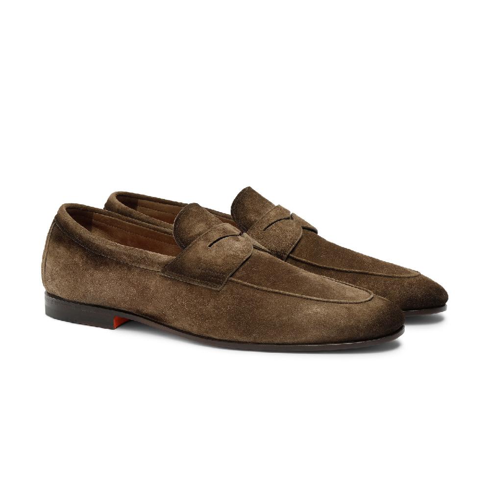 Santoni Mocassino Carlo da uomo in suede marrone Vendita Calda