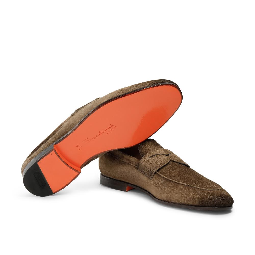 Santoni Mocassino Carlo da uomo in suede marrone Vendita Calda