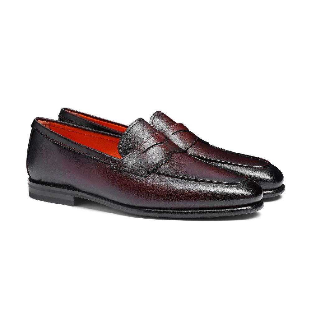 Santoni Mocassino Carlo da uomo in pelle bordeaux Negozio
