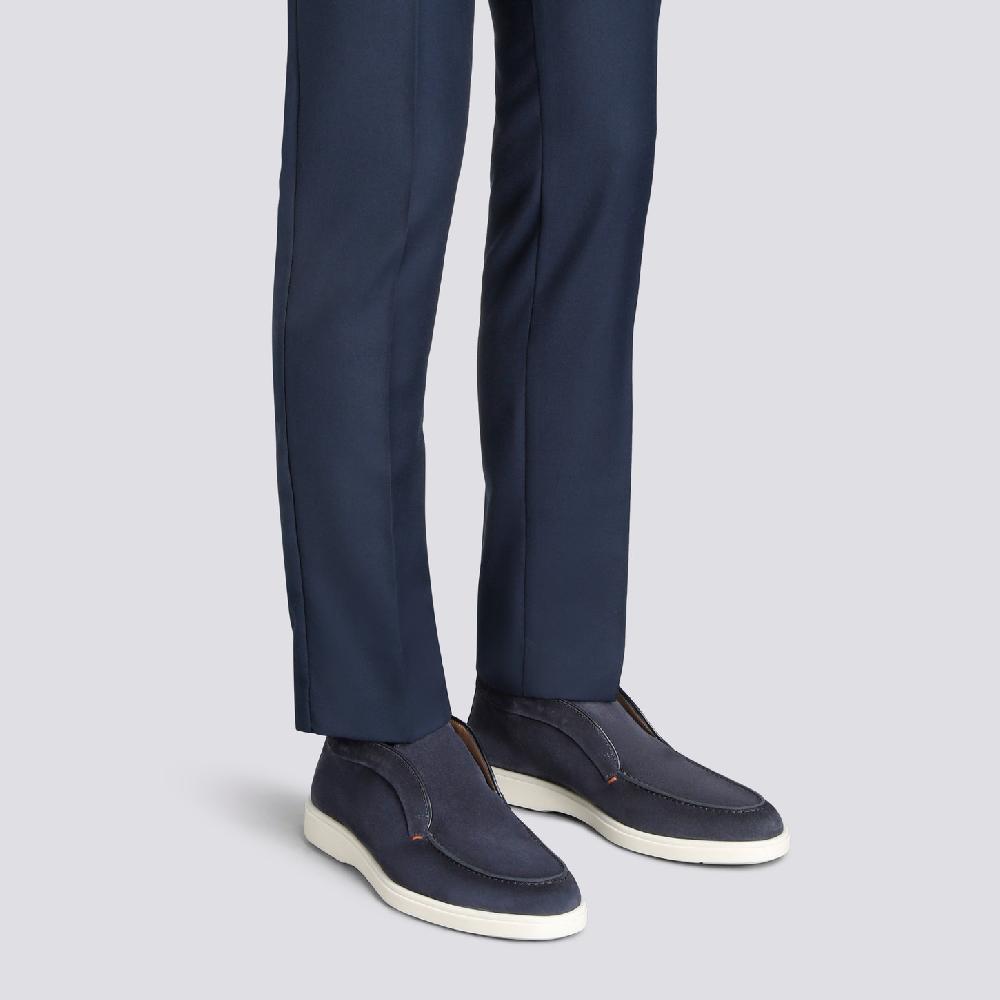 Santoni Stivaletto desert da uomo in suede blu Nuova