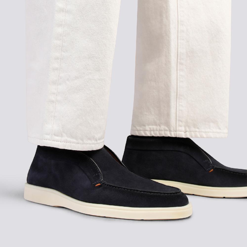 Santoni Stivaletto desert da uomo in suede blu Nuova