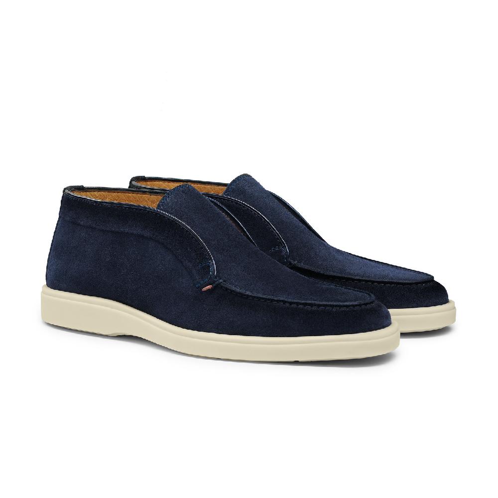 Santoni Stivaletto desert da uomo in suede blu Nuova