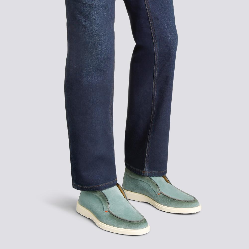 Santoni Stivaletto desert da uomo in suede petrolio Italy