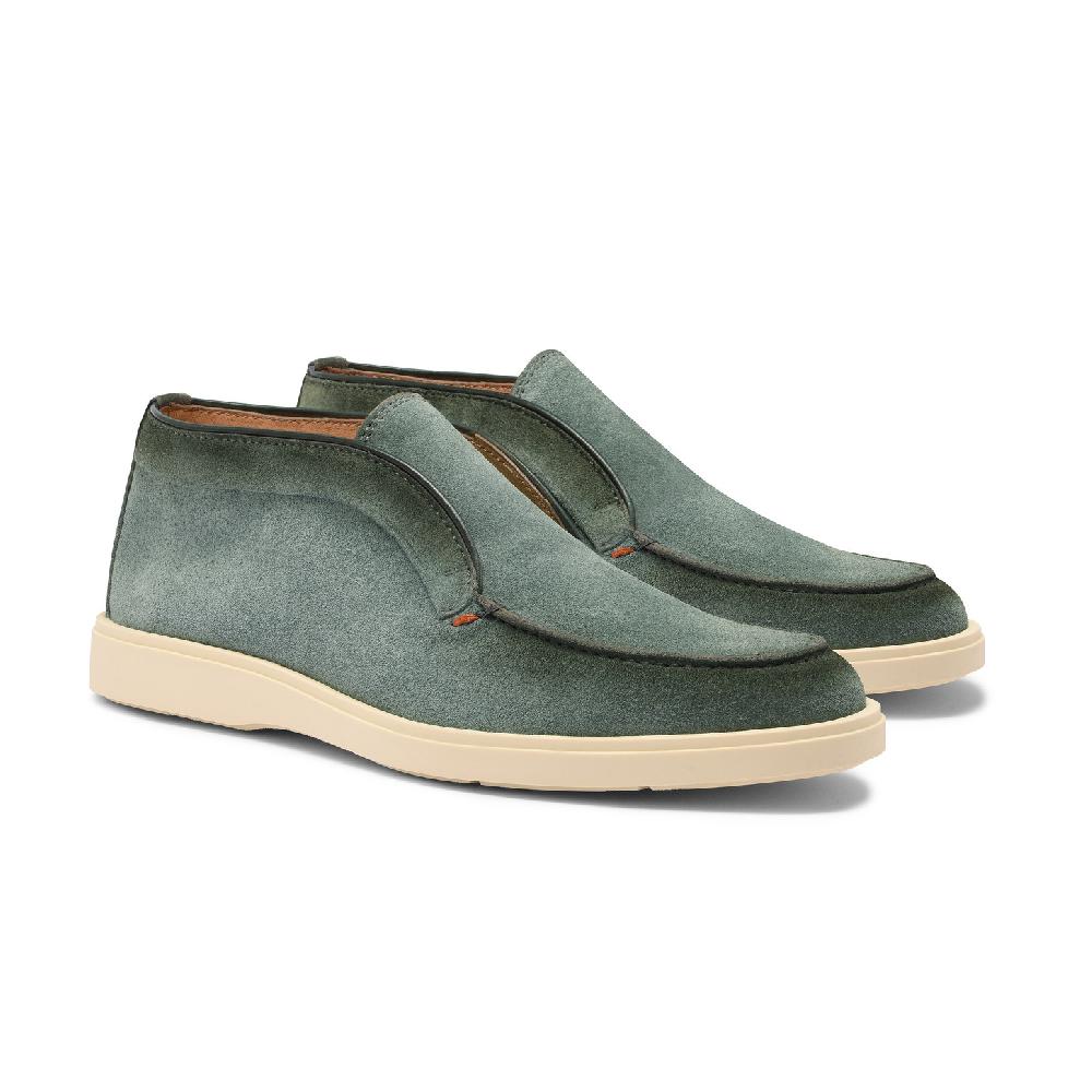 Santoni Stivaletto desert da uomo in suede petrolio Italy