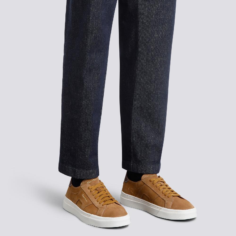 Santoni Double Buckle Sneaker da uomo in suede marrone 2025