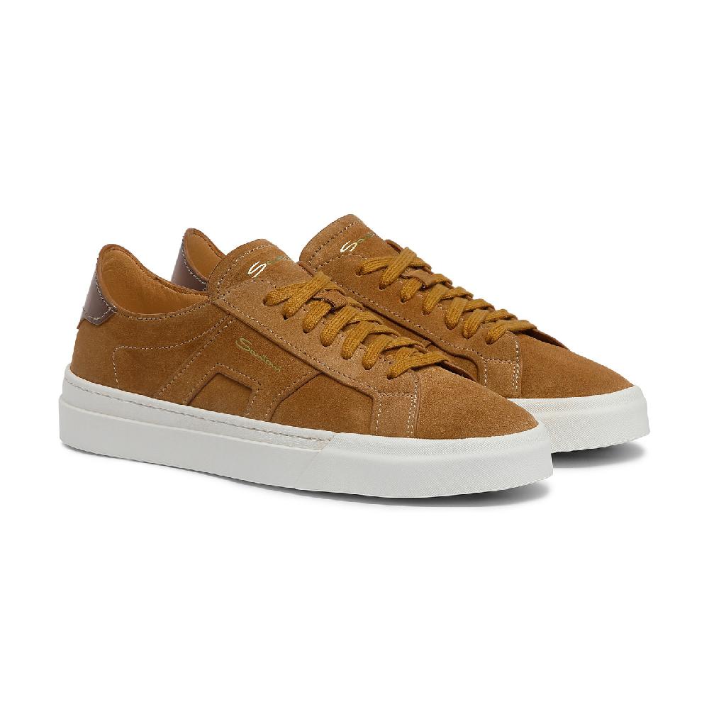 Santoni Double Buckle Sneaker da uomo in suede marrone 2025