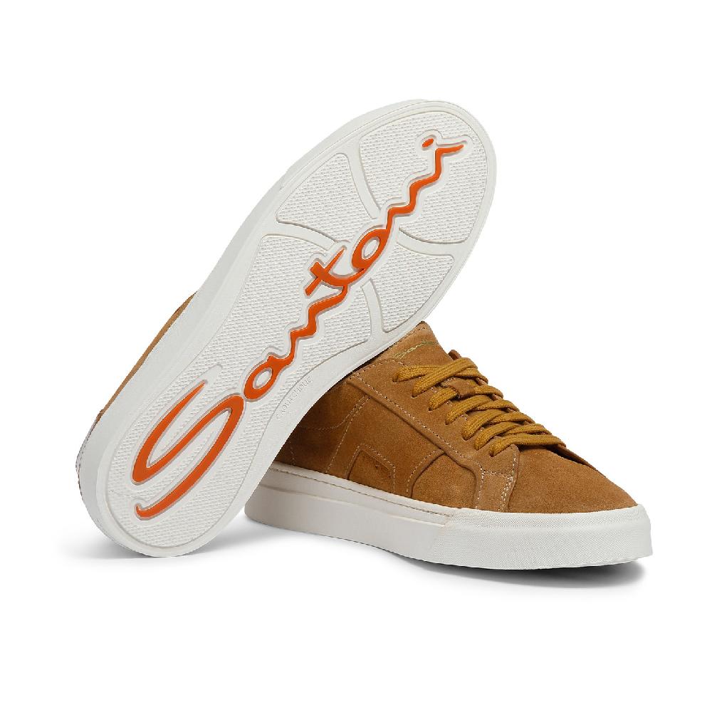 Santoni Double Buckle Sneaker da uomo in suede marrone 2025