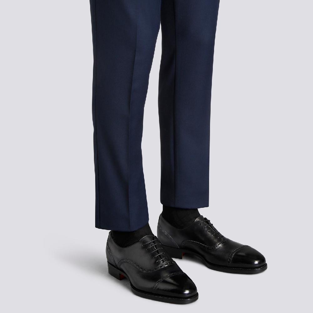 Santoni Stringata Oxford da uomo in pelle nera Vendita