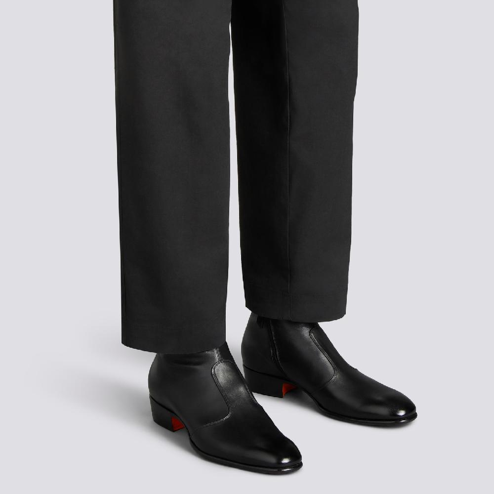 Santoni Stivaletto da uomo in pelle nera Promozione