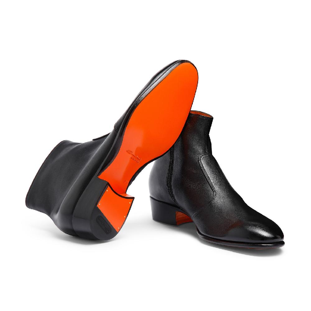 Santoni Stivaletto da uomo in pelle nera Promozione