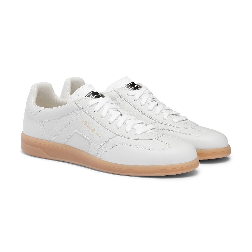 Santoni DBS Oly sneaker da uomo in pelle bottalata bianca Spedizione Gratuita