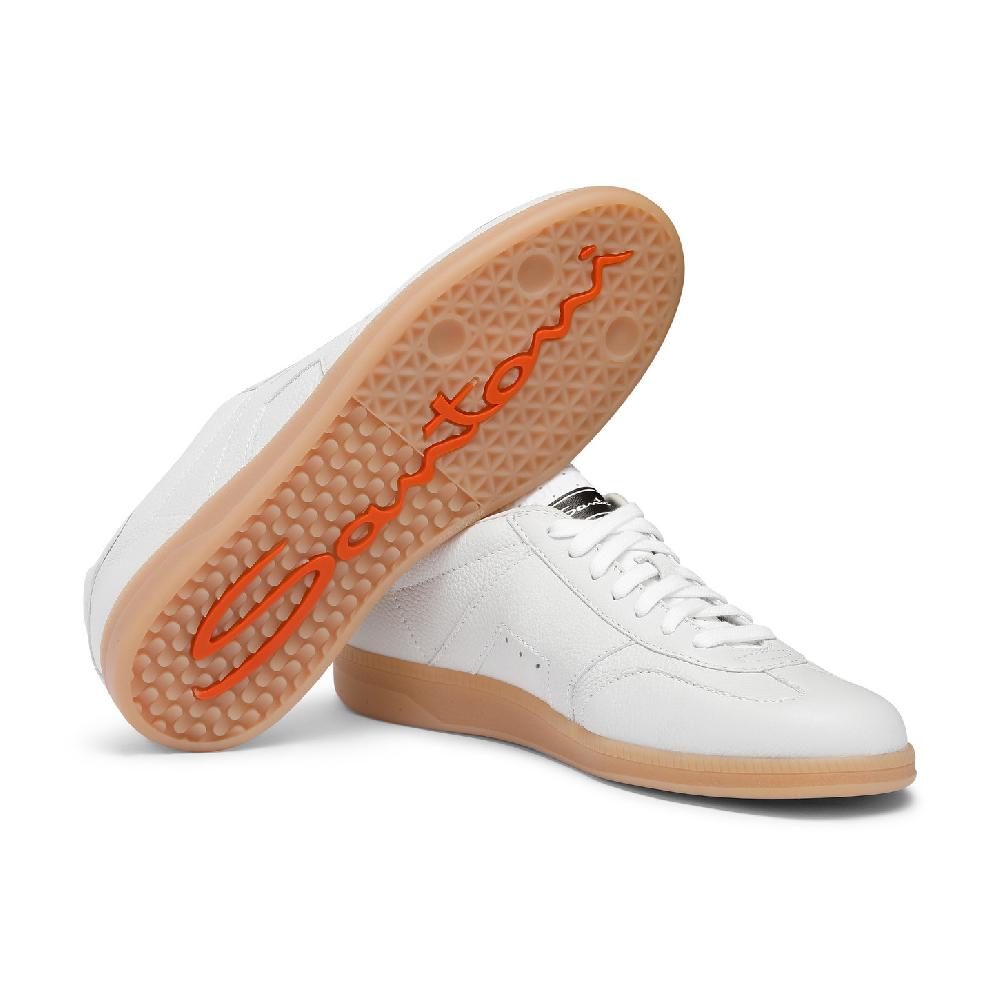 Santoni DBS Oly sneaker da uomo in pelle bottalata bianca Spedizione Gratuita