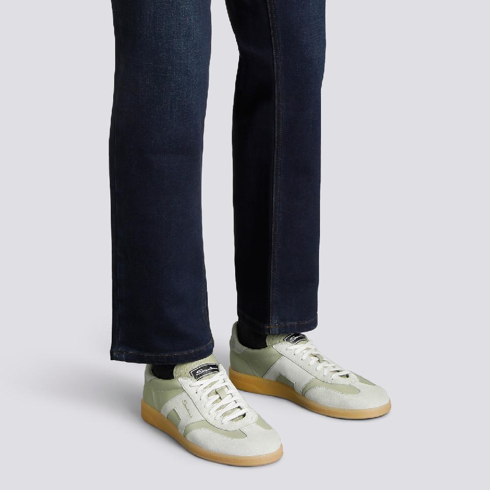Santoni Sneaker DBS Oly da uomo in pelle e suede verde chiaro Pezzi Unici