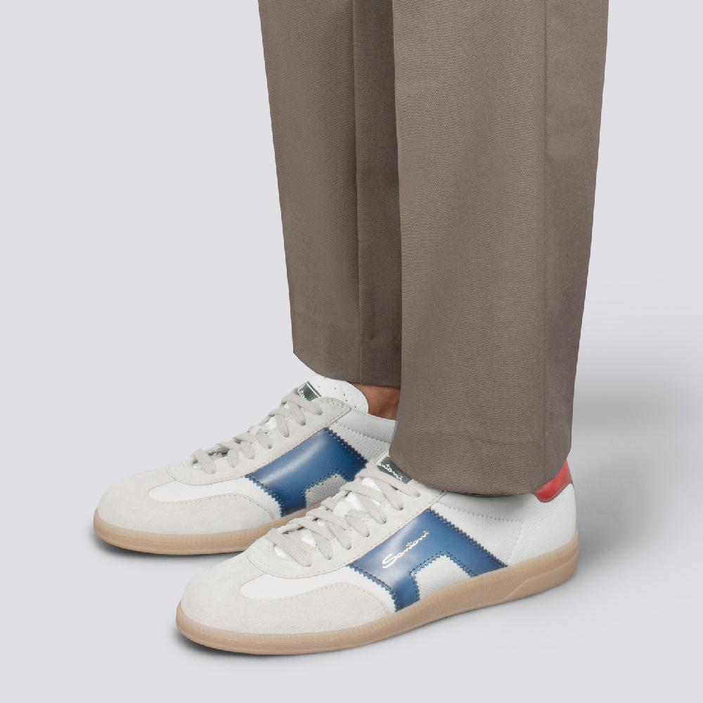 Santoni DBS Oly sneaker da uomo in pelle e suede rosso blu e beige Soddisfazione Garantita