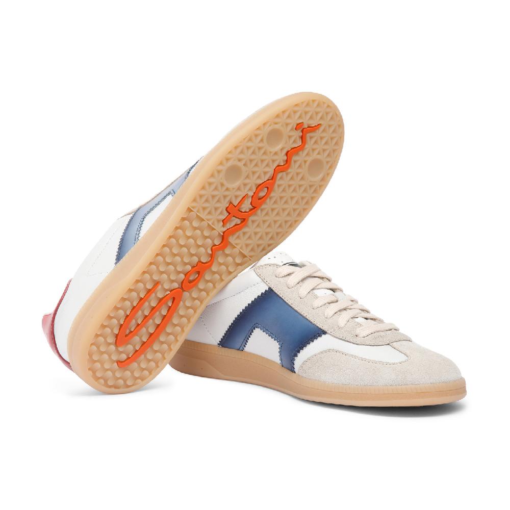 Santoni DBS Oly sneaker da uomo in pelle e suede rosso blu e beige Soddisfazione Garantita