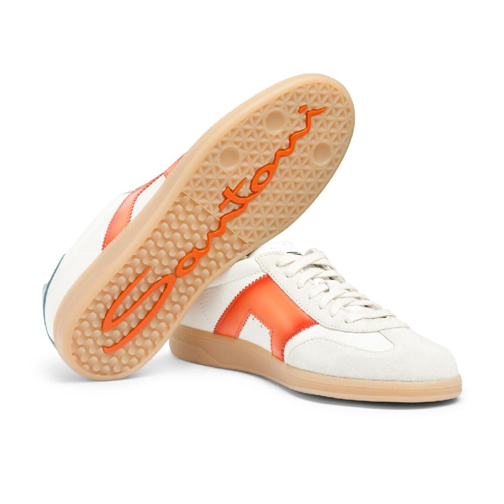 Santoni DBS Oly sneaker da uomo in pelle e suede bianco verde e arancione Qualità Garantita