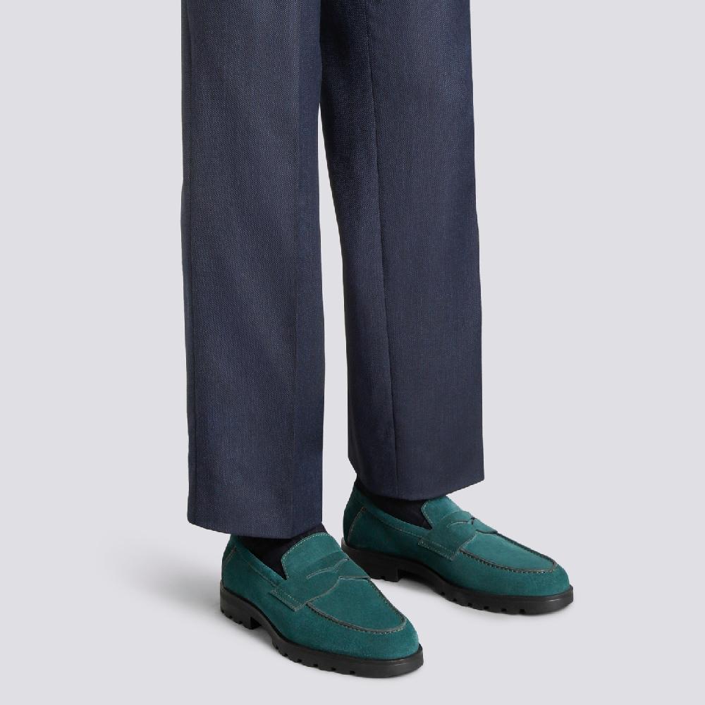 Santoni Mocassino penny da uomo in suede verde scuro Negozi Online