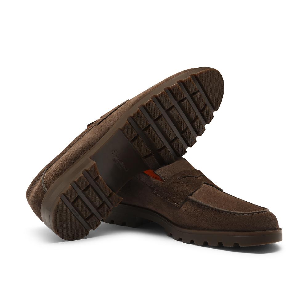 Santoni Mocassino penny da uomo in suede testa di moro Consegna Veloce