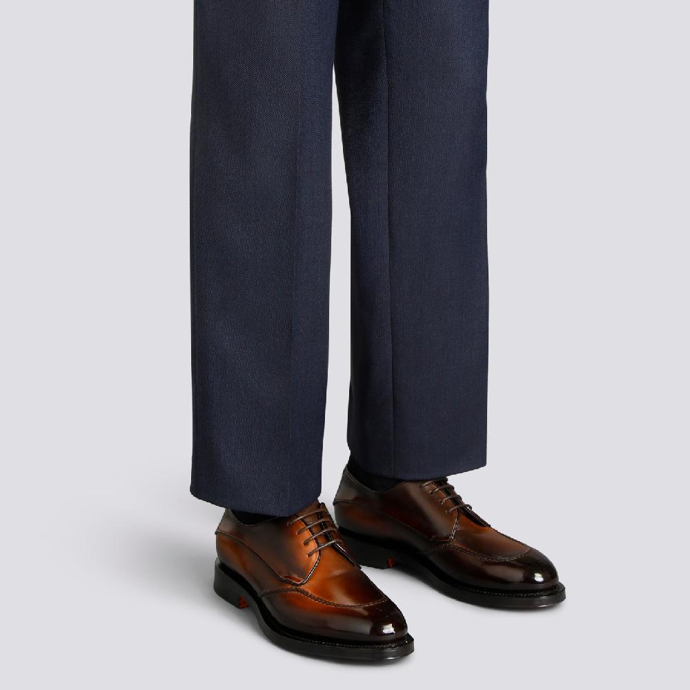 Santoni Stringata Derby da uomo in pelle testa di moro Fino Al -60%