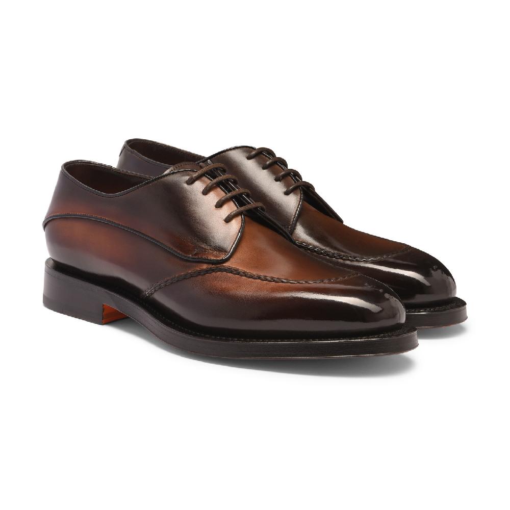 Santoni Stringata Derby da uomo in pelle testa di moro Fino Al -60%