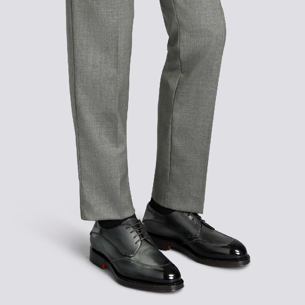 Santoni Stringata Derby da uomo in pelle verde Shopping Online