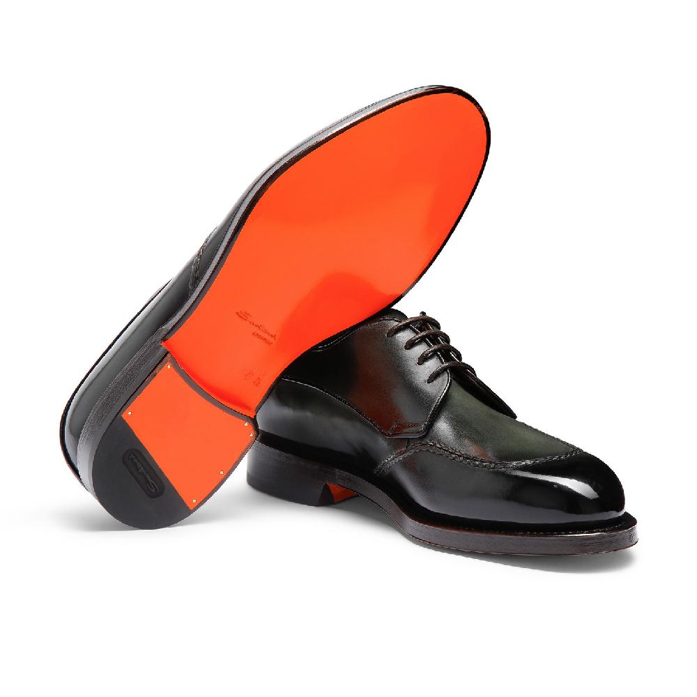 Santoni Stringata Derby da uomo in pelle verde Shopping Online