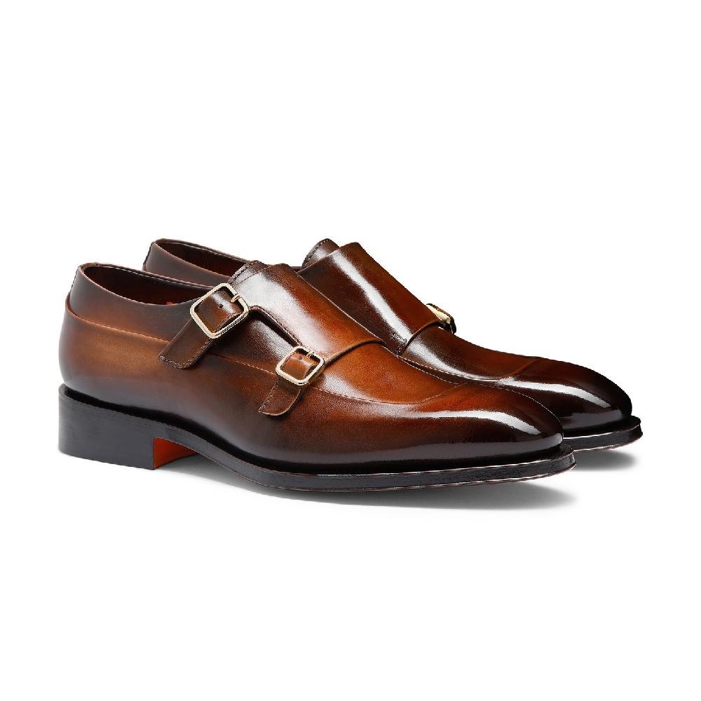 Santoni Doppia fibbia da uomo in pelle testa di moro Prezzo Ridotto