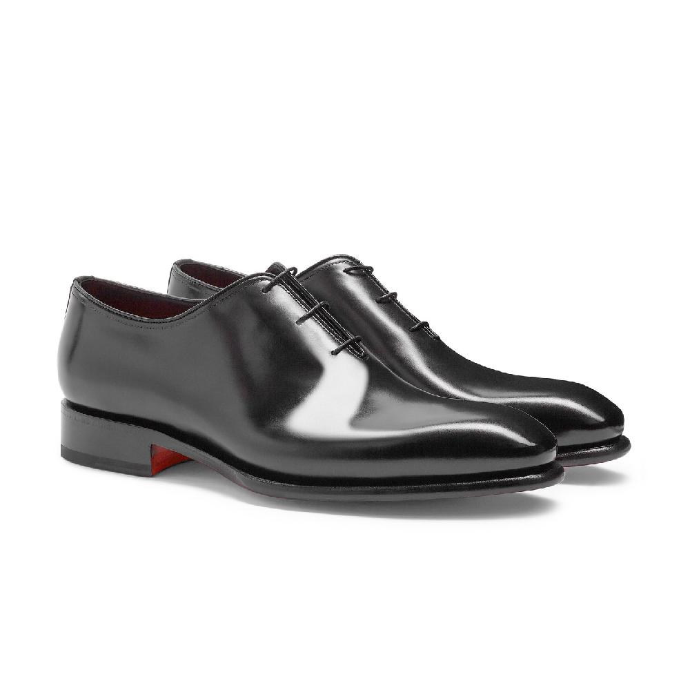 Santoni Stringata oxford da uomo in pelle anticata nera Online