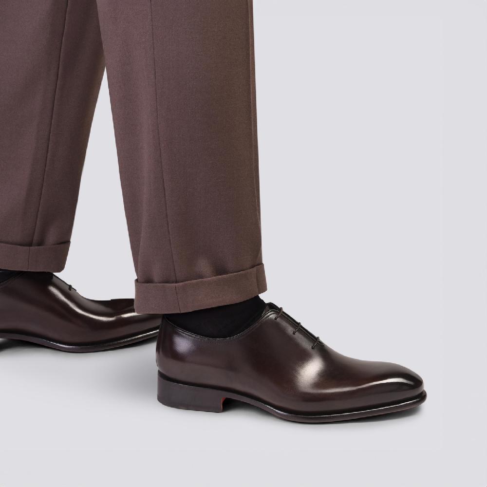 Santoni Stringata oxford da uomo in pelle anticata marrone Outlet