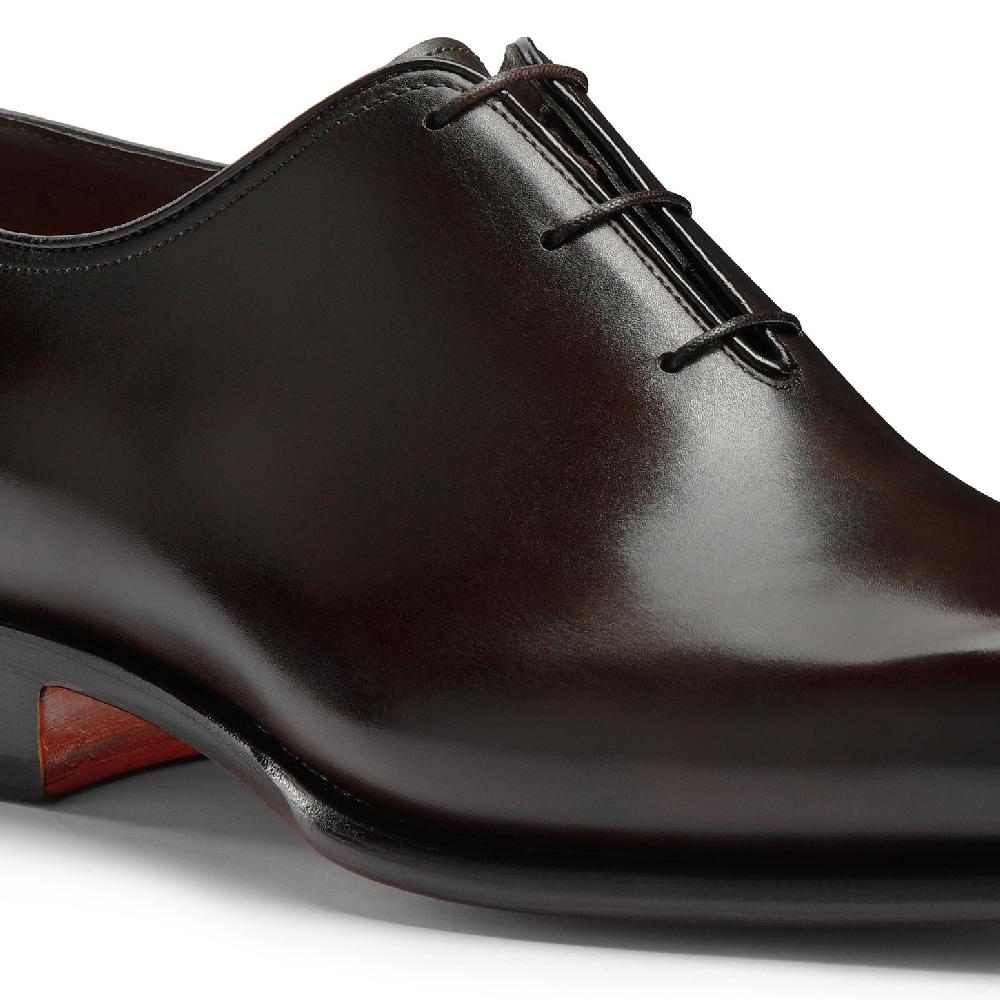 Santoni Stringata oxford da uomo in pelle anticata marrone Outlet