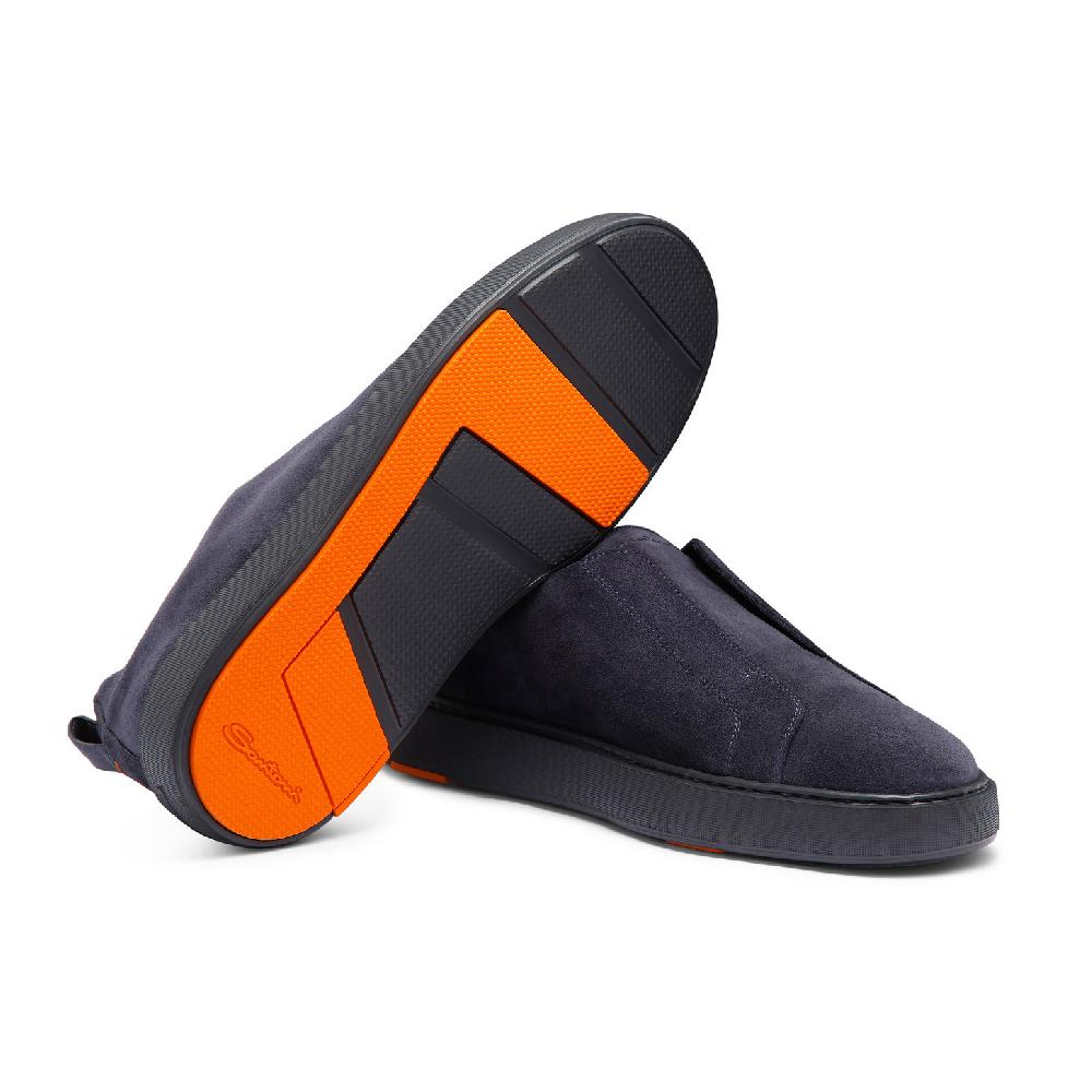 Santoni Sneaker slip-on da uomo in suede blu Offerte