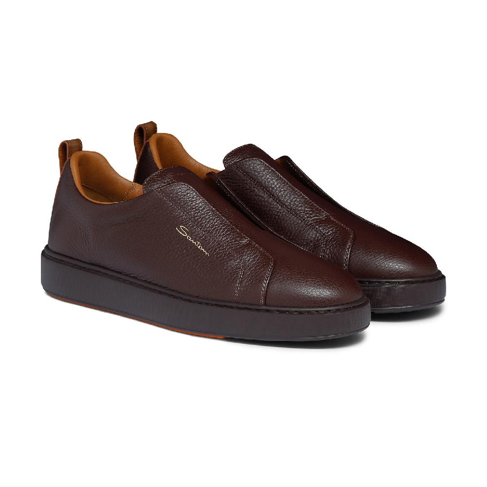 Santoni Sneaker slip-on da uomo in pelle bottalata bordeaux Vendita Calda