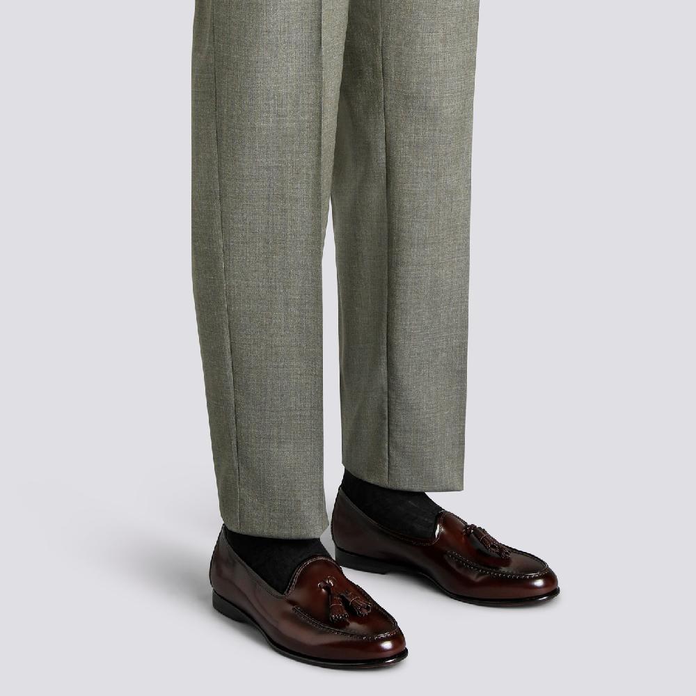 Santoni Mocassino Andrea con nappe da uomo in pelle lucida bordeaux Vendita Economica