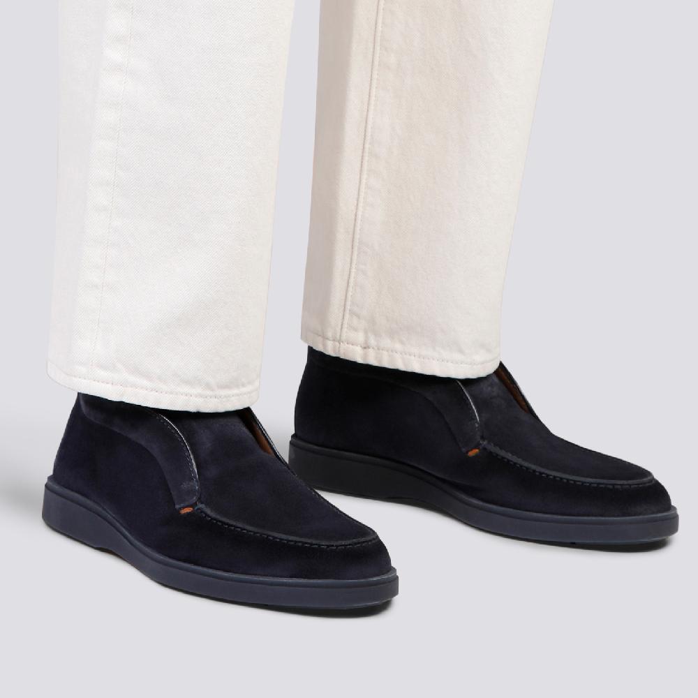 Santoni Stivaletto desert da uomo in suede blu Saldi Di Fabbrica
