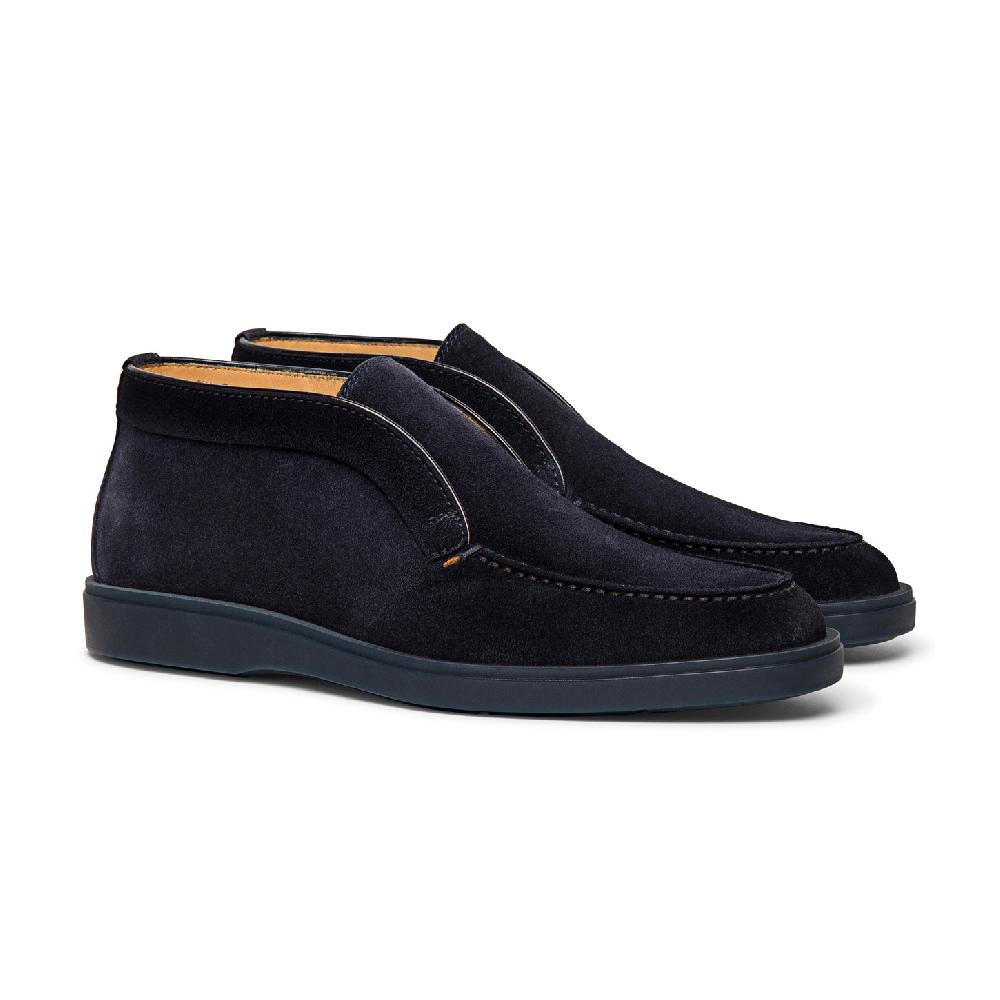 Santoni Stivaletto desert da uomo in suede blu Saldi Di Fabbrica