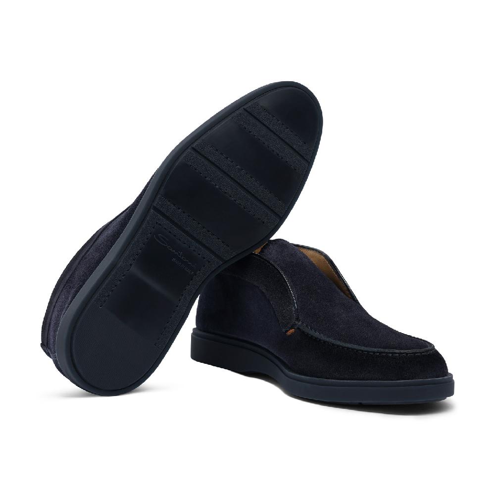 Santoni Stivaletto desert da uomo in suede blu Saldi Di Fabbrica