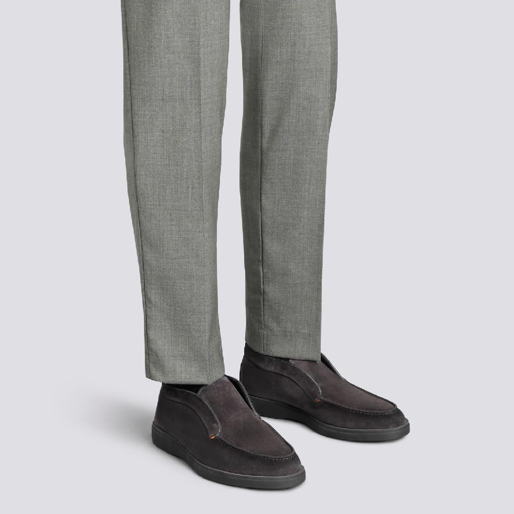 Santoni Stivaletto desert da uomo in suede grigio con pelliccia I Più Venduti