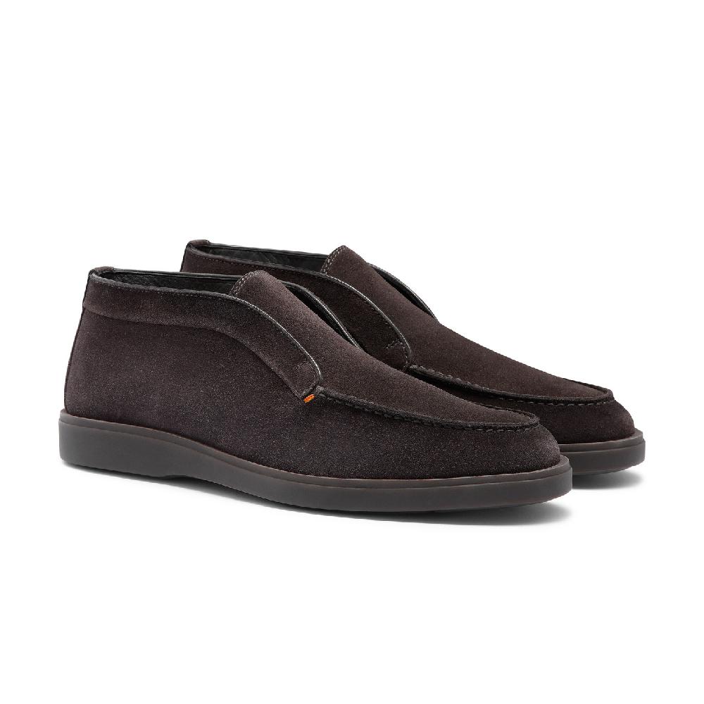 Santoni Stivaletto desert da uomo in suede grigio con pelliccia I Più Venduti