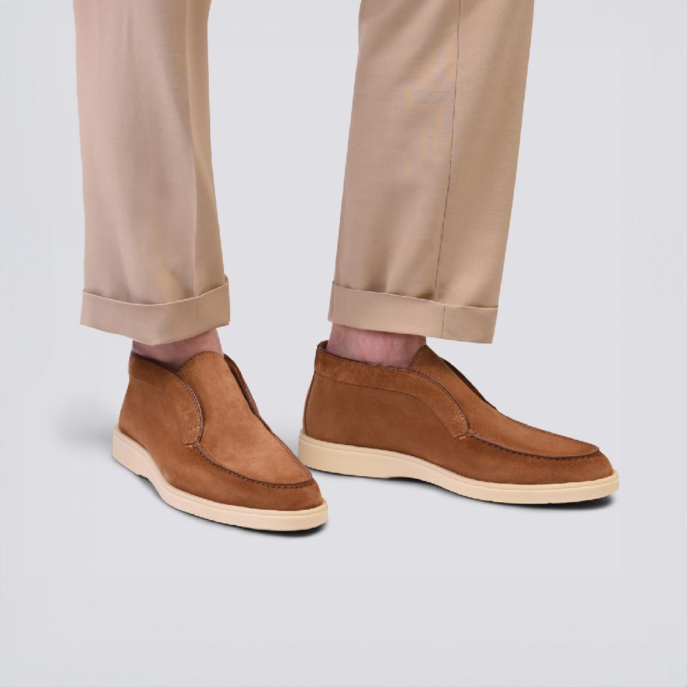 Santoni Stivaletto desert da uomo in suede marrone Negozio