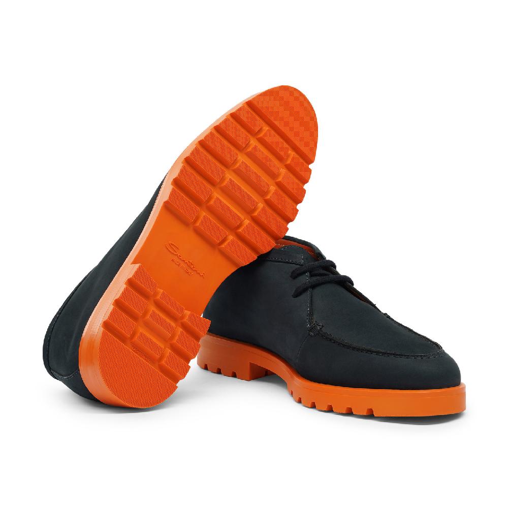 Santoni Stivaletto desert da uomo in nabuk blu e arancione Italy