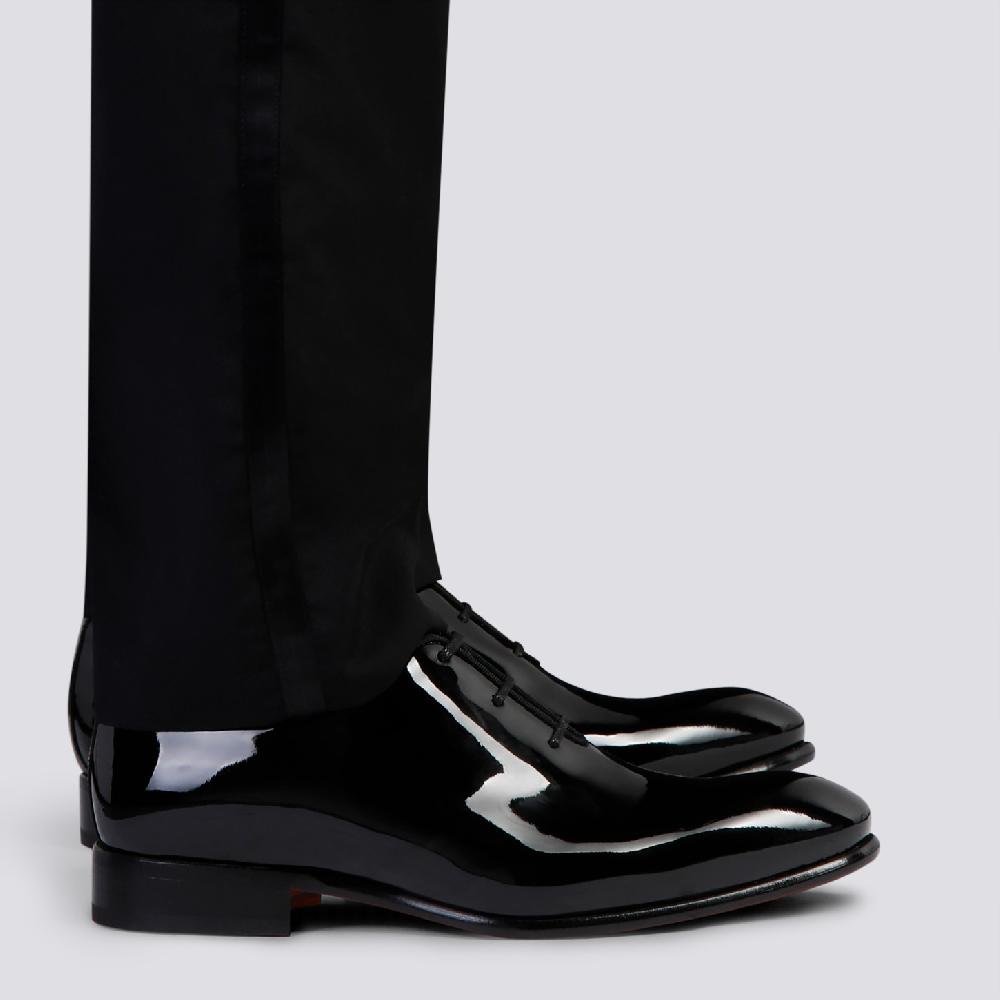 Santoni Stringata oxford da uomo in vernice nera Promozione