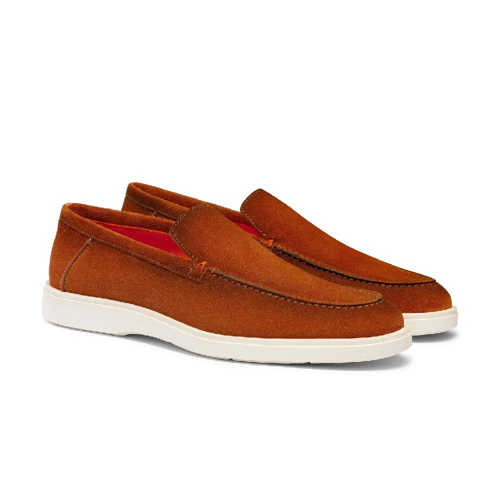 Santoni Mocassino da uomo in suede marrone Spedizione Gratuita