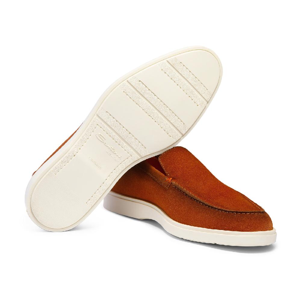 Santoni Mocassino da uomo in suede marrone Spedizione Gratuita