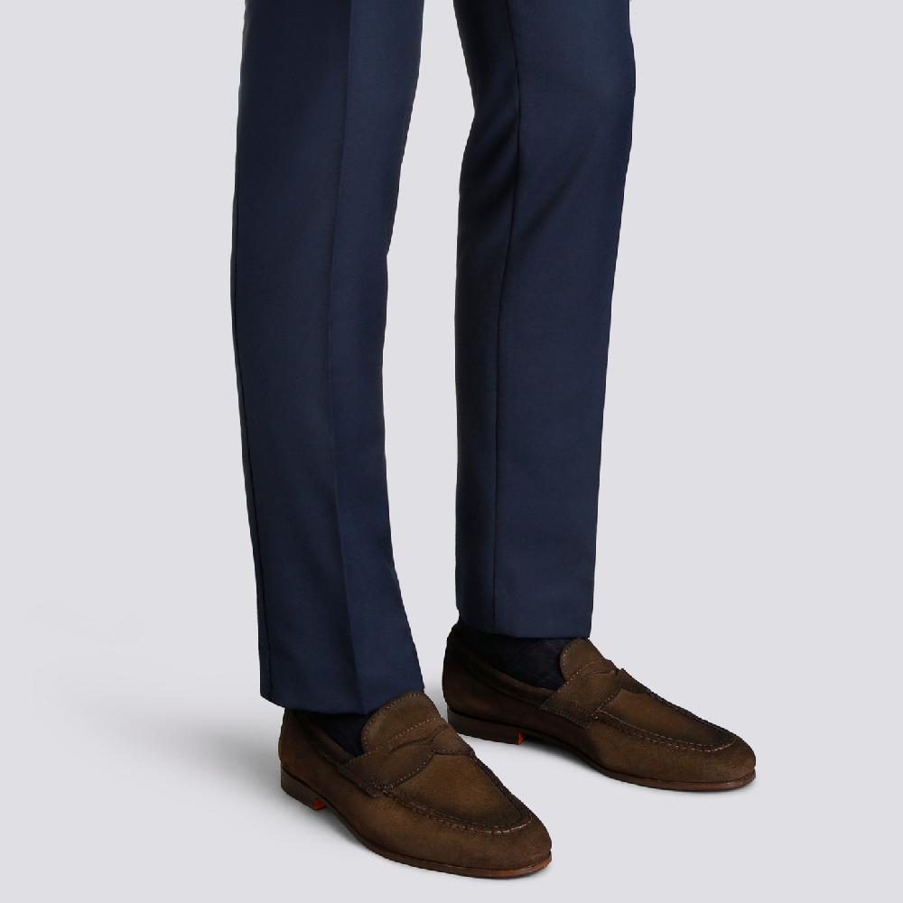 Santoni Mocassino penny da uomo in suede marrone Soddisfazione Garantita