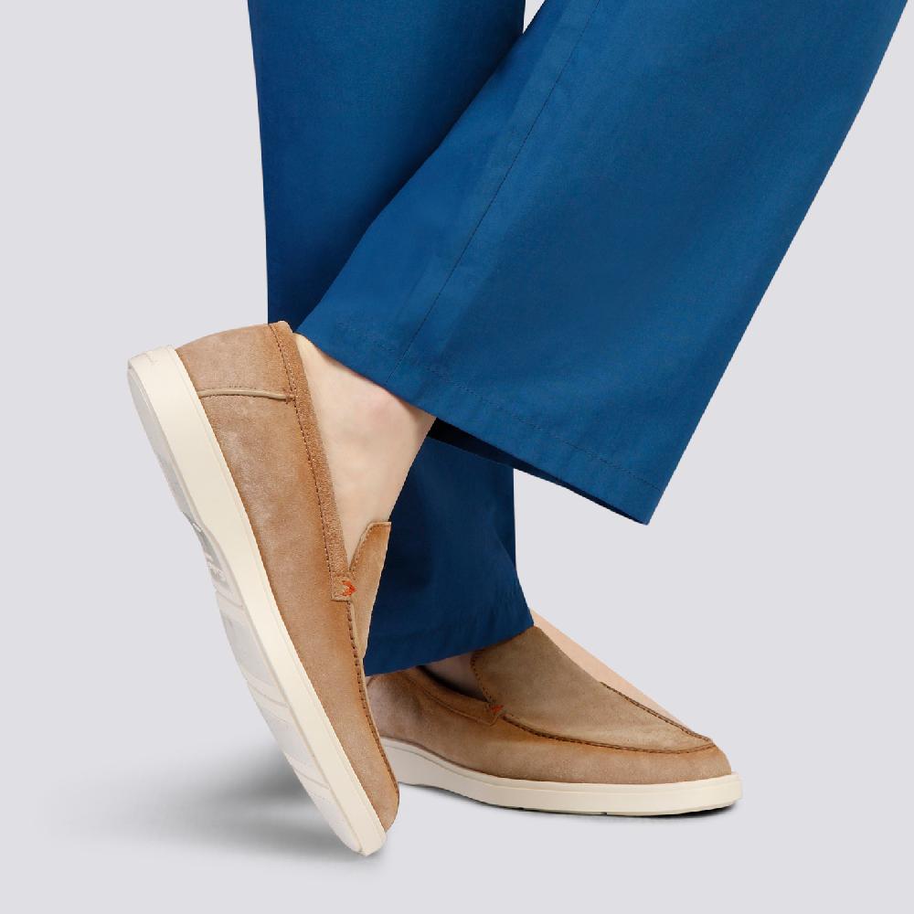 Santoni Mocassino da uomo in suede beige Negozi Online