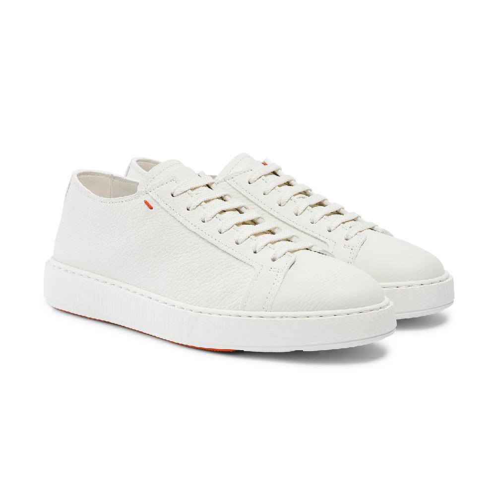 Santoni Sneaker da uomo in pelle bottalata bianca Consegna Veloce