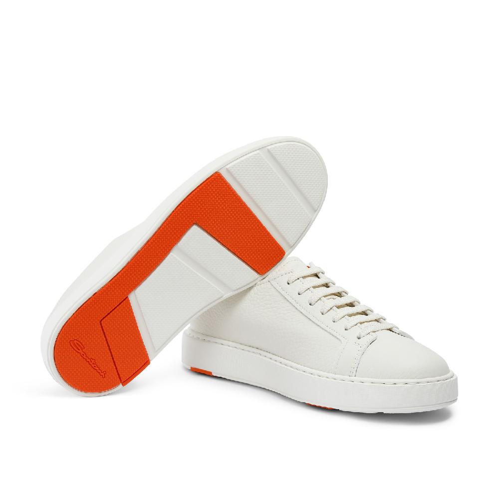 Santoni Sneaker da uomo in pelle bottalata bianca Consegna Veloce
