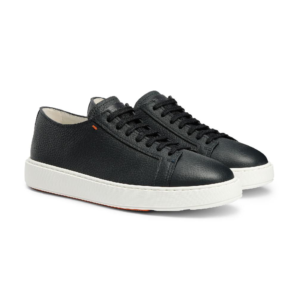 Santoni Sneaker da uomo in pelle bottalata blu Promozione Limitata